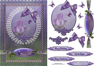 Rose Gems & Butterflies Decoupage Card