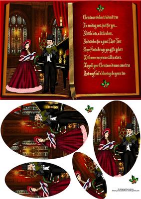 Christmas Carol Singers Book with Oval Pyramage & Poem