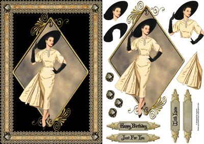 Sophistication, Art Decor Lady with Decoupage