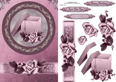 Dusky Roses Card Front with Decoupage