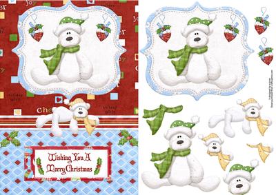 Wishing You a Merry Christmas Bear with Decoupage