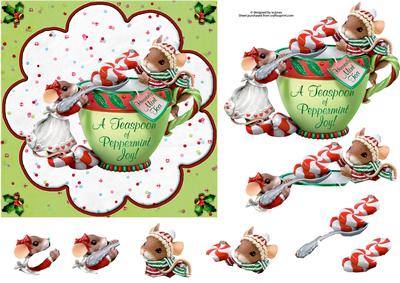 Teaspoon of Christmas Peppermint Joy with Decoupage