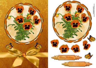 Butterfly Pansies with Topper and Decoupage