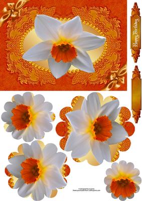 Flaming Daffodil with Flower Shaped Pyramage