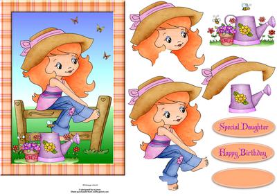 Little Country Girl with Decoupage
