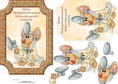 Doctor Mouse Warning with Topper & Decoupage