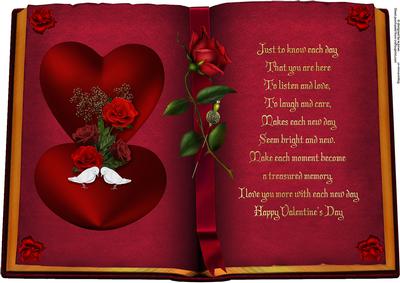 Roses & Hearts Valentine Book Sheet with Poem