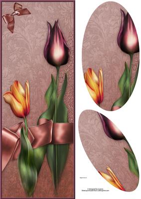 Tulips Large Dl Card with Oval Pyramage