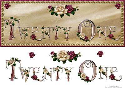 Rose 21st Large Dl Card with Decoupage