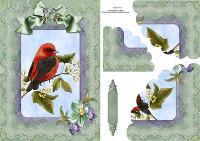 Bird & Ladybug in Lace Frame with Wavey Edge Corner Stacker