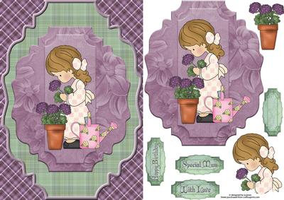 Little Flower Girl with Decoupage