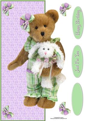 Cute Teddy with Rabbit Large Dl Card