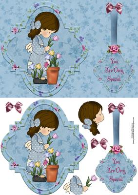 Little Tulip Girl with Decoupage