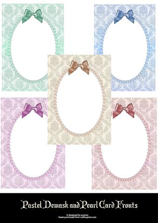 Pastel Demask & Pearl Card Fronts/frames