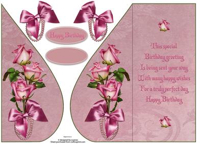 Sweet Roses Tear Drop with Verse and Decoupage
