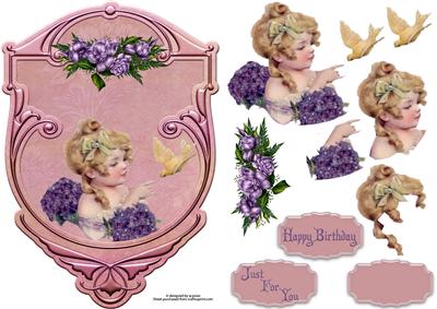 Lavender Vintage Child with Decoupage