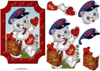 Valentine Special Delivery with Decoupage