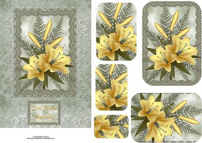 Yellow Lily's Sympathy Card with Pyramage