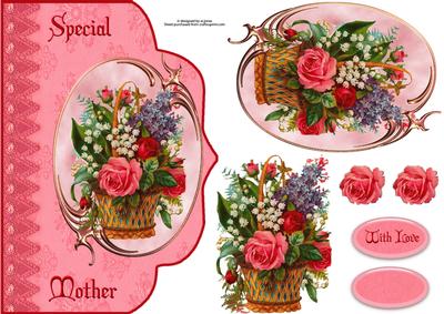 Floral Special Mother Fancy Edge with Decoupage