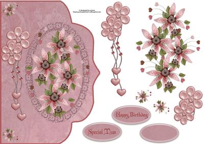 Pink Florals Fancy Edge with Decoupage
