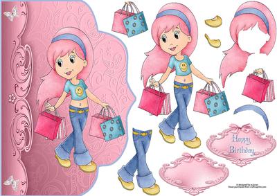 Little Cute Shopper Fancy Edge with Decoupage