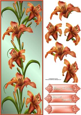 Golden Lily's Large Dl with Decoupage