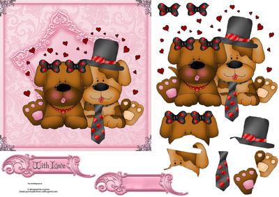 Love Pups with Decoupage
