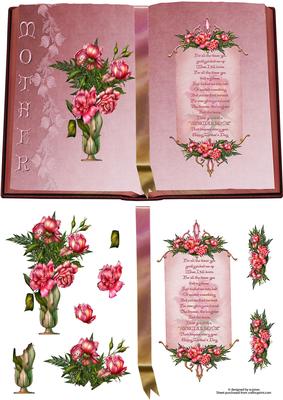 Mothers Day Floral Booksheet with Verse and Decoupage