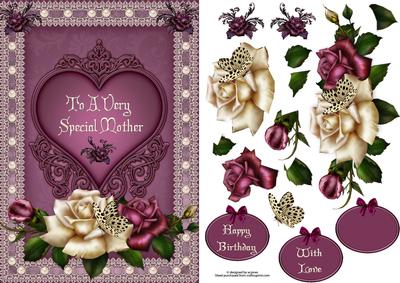 Mothers Roses and Lace with Decoupage