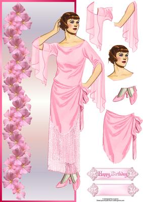 Vintage Fashion Large Dl with Decoupage