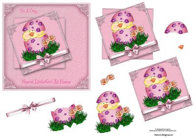 Special Little Girl Easter Card with Decoupage