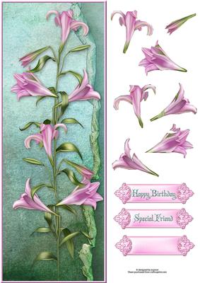 Pink Lily's Large Dl with Decoupage