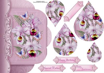 Orchids and Butterflies Fancy Edge with Teardrop Pyramage