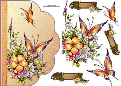 Floral Butterflies Fancy Edge with Decoupage