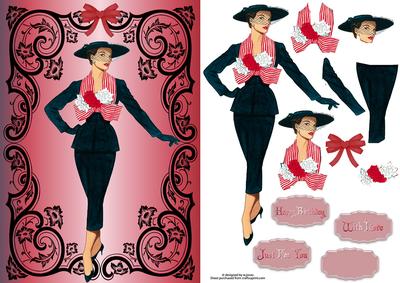 50's Fashion Belle with Decoupage
