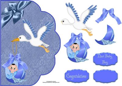 New Baby Boy Fancy Edge with Decoupage