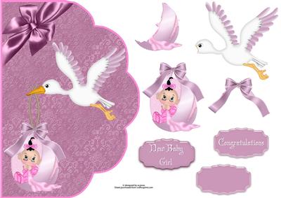 New Baby Girl Fancy Edge with Decoupage