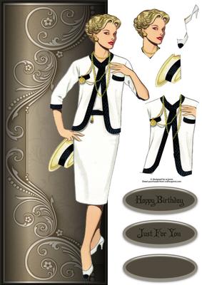 50's Fashion Large Dl with Decoupage
