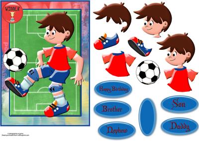 Footballer Dude with Decoupage