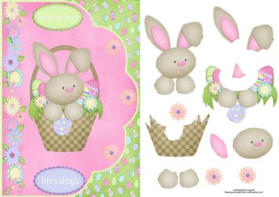 Bunny Love Blessings Fancy Edge with Decoupage
