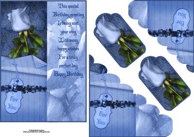 Blue Rose Pocket with Tags and Verse