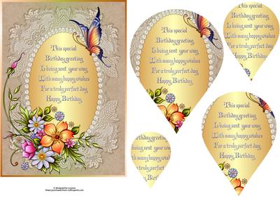 Floral Butterfly with Verse and Teardrop Pyramage