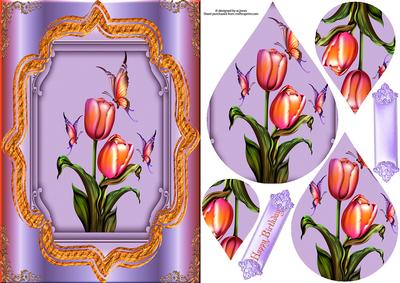 Tulips and Butterflies with Teardrop Pyramage