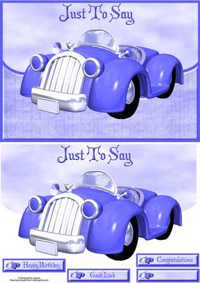Just to Say - blue Toon Car with Topper