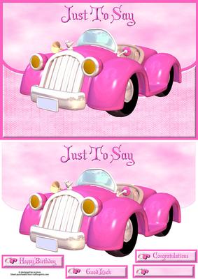 Just to Say - pink Toon Car with Topper