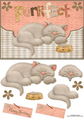 Purr Fect Envelope Card with Decoupage