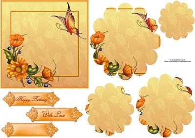 Summer Floral Butterfly with Flower Shape Pyramage