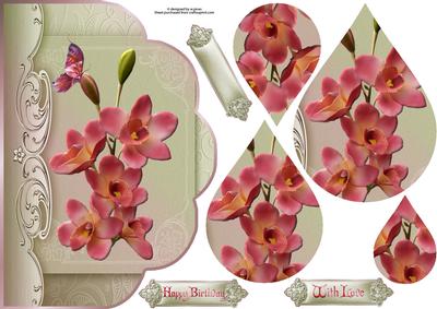 Pink Orchids Fancy Edge with Teardrop Pyramage