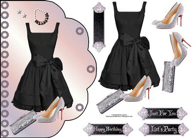 Little Black Dress Sparkly Night Out with Decoupage