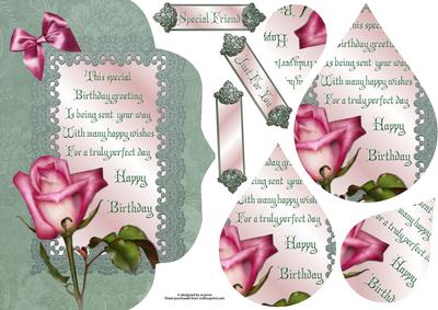 Birthday Rose with Verse Fancy Edge with Pyramage